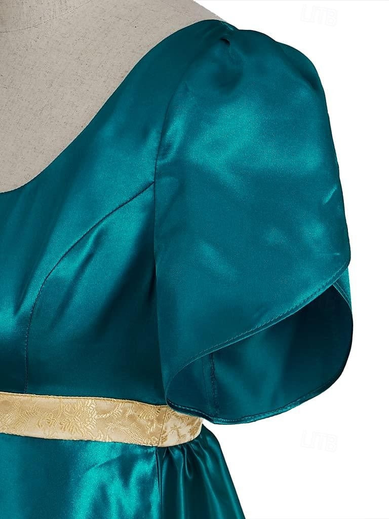 19th Century Retro Ball Gown with Square Neck and Short Sleeves Floor-Length Halloween Performance Dress-BMbridal.UK