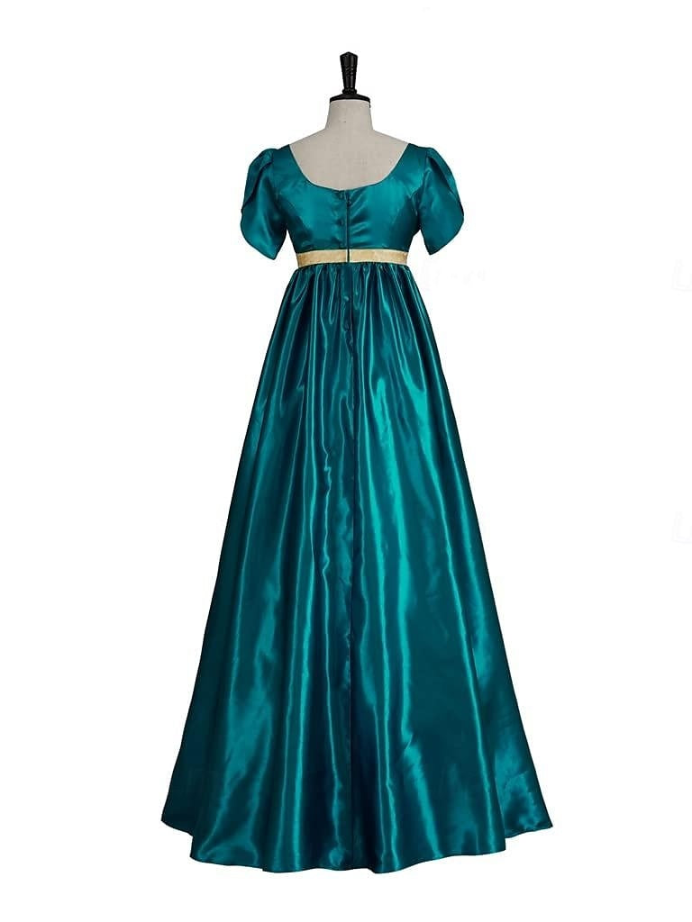 19th Century Retro Ball Gown with Square Neck and Short Sleeves Floor-Length Halloween Performance Dress-BMbridal.UK
