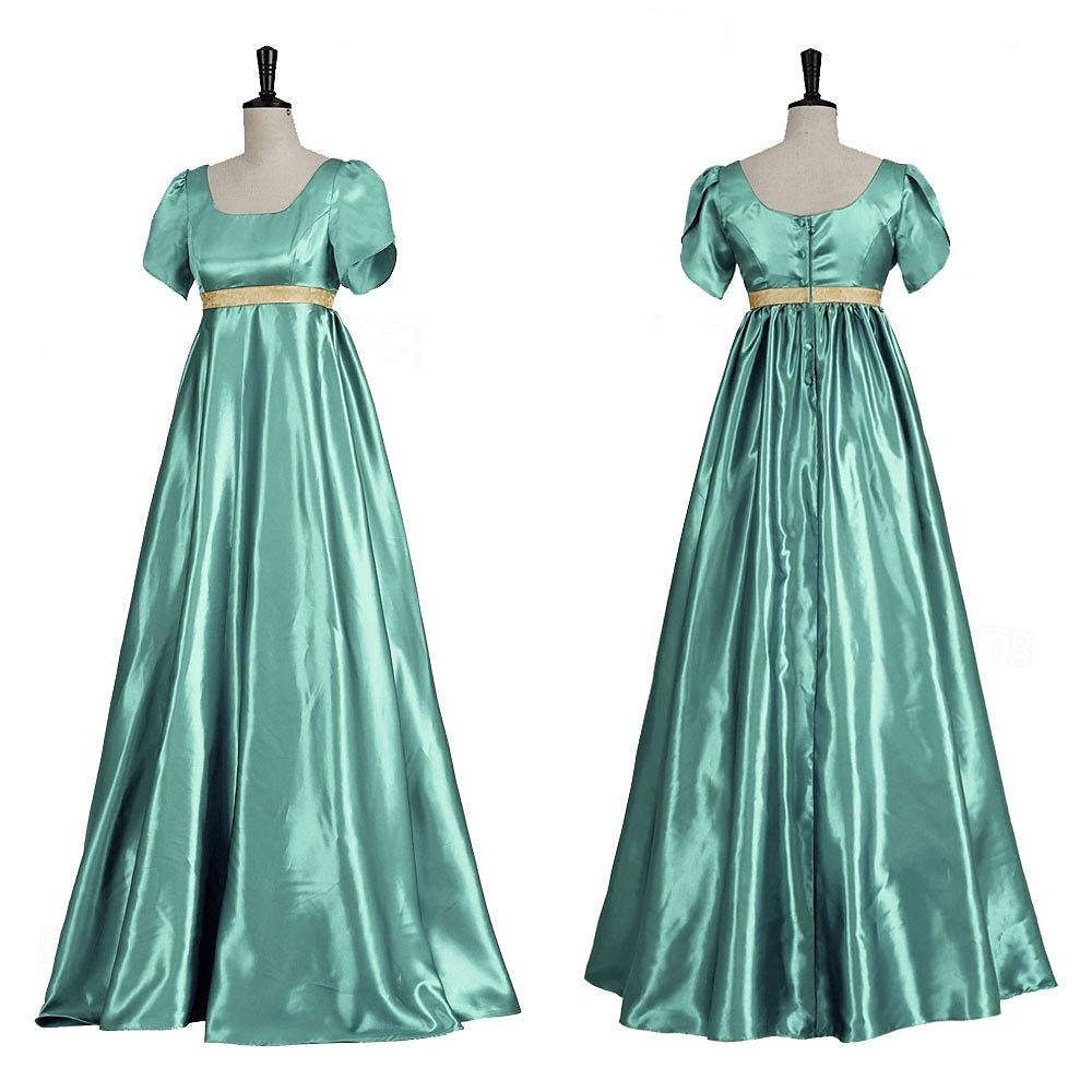 19th Century Retro Ball Gown with Square Neck and Short Sleeves Floor-Length Halloween Performance Dress-BMbridal.UK