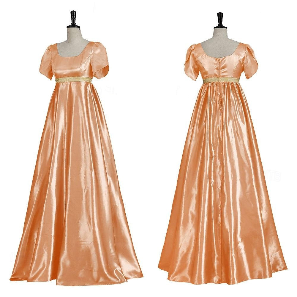 19th Century Retro Ball Gown with Square Neck and Short Sleeves Floor-Length Halloween Performance Dress-BMbridal.UK