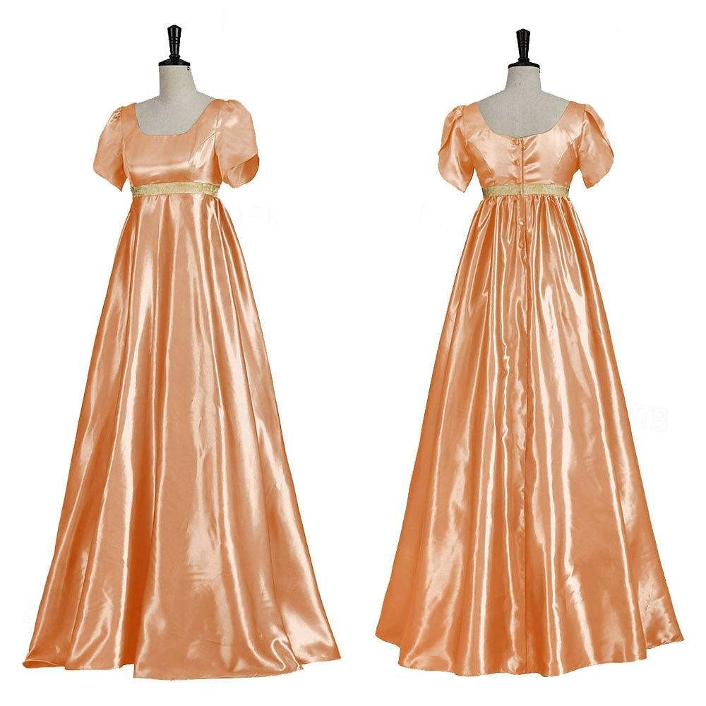 19th Century Retro Ball Gown with Square Neck and Short Sleeves Floor-Length Halloween Performance Dress-BMbridal.UK