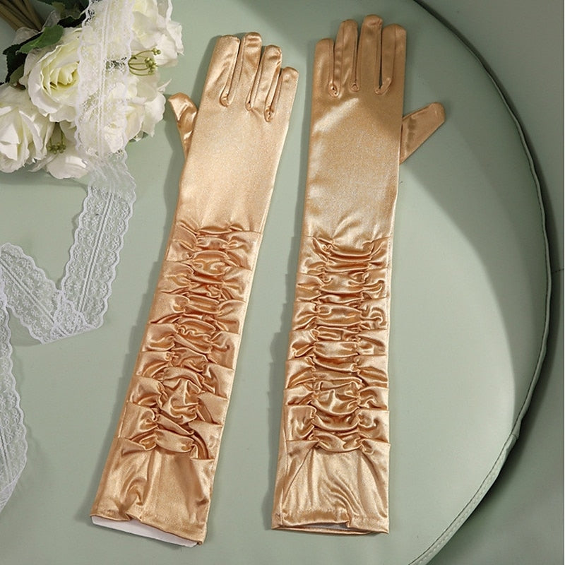 Solid Color Patchwork Gloves for Women's 1950s Christmas Party Prom