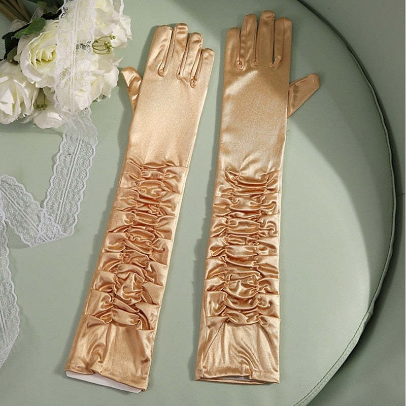 Solid Color Patchwork Gloves for Women's 1950s Christmas Party Prom