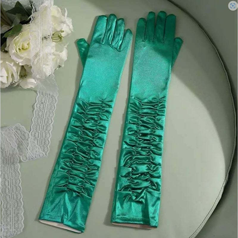 Solid Color Patchwork Gloves for Women's 1950s Christmas Party Prom