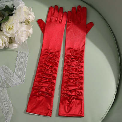Solid Color Patchwork Gloves for Women's 1950s Christmas Party Prom