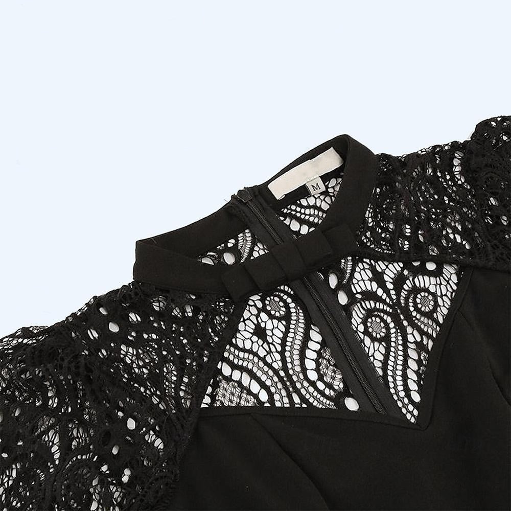 Short-Sleeve Knee-Length Halloween Dress with Lace in A-Line/Princess Cut and Jewel Neckline