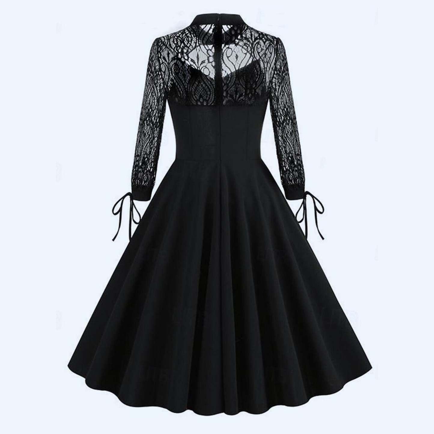 Short-Sleeve Knee-Length Halloween Dress with Lace in A-Line/Princess Cut and Jewel Neckline