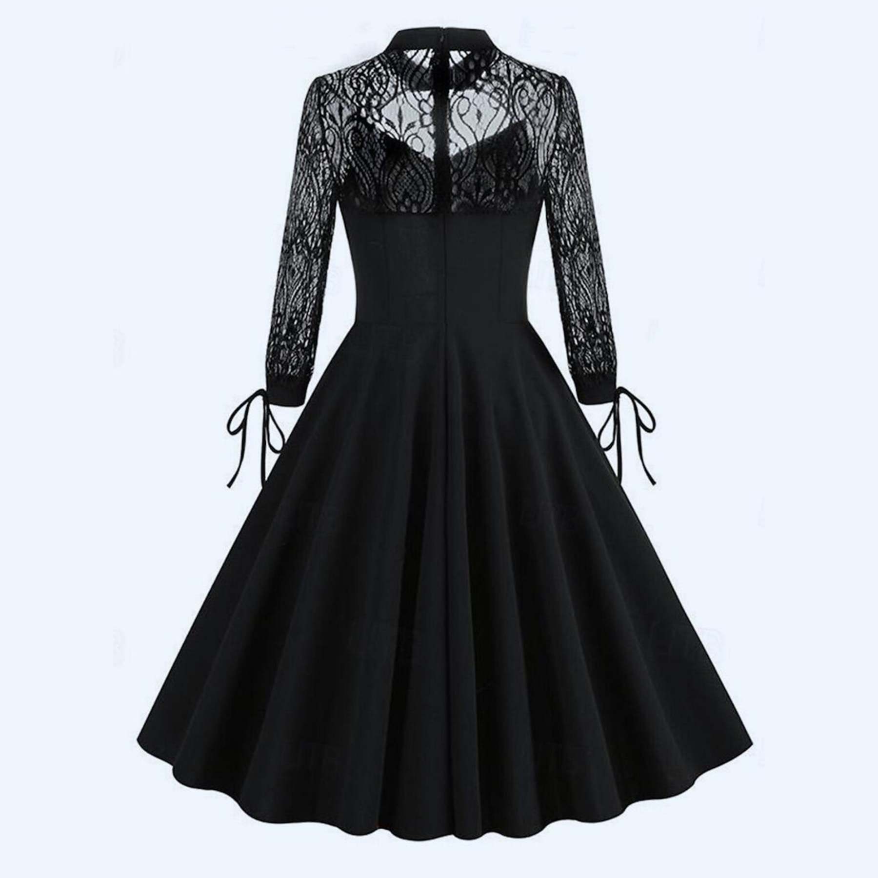Short-Sleeve Knee-Length Halloween Dress with Lace in A-Line/Princess Cut and Jewel Neckline
