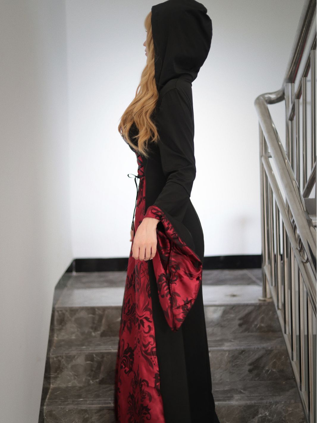 Princess A-Line Floor-Length Halloween Dress with Square Neck and Long Sleeves