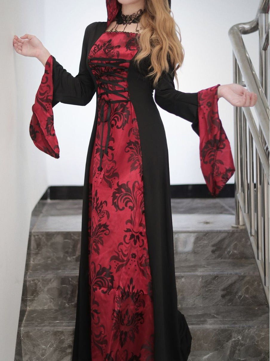 Princess A-Line Floor-Length Halloween Dress with Square Neck and Long Sleeves