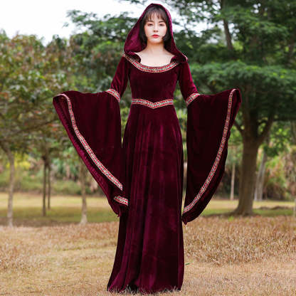 Floor-Length Halloween Performance Dress with Jewel Neck and Long Sleeves in A-Line/Princess Style