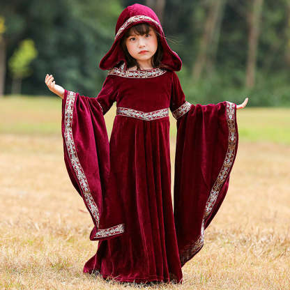 Floor-Length Halloween Performance Dress with Jewel Neck and Long Sleeves in A-Line/Princess Style