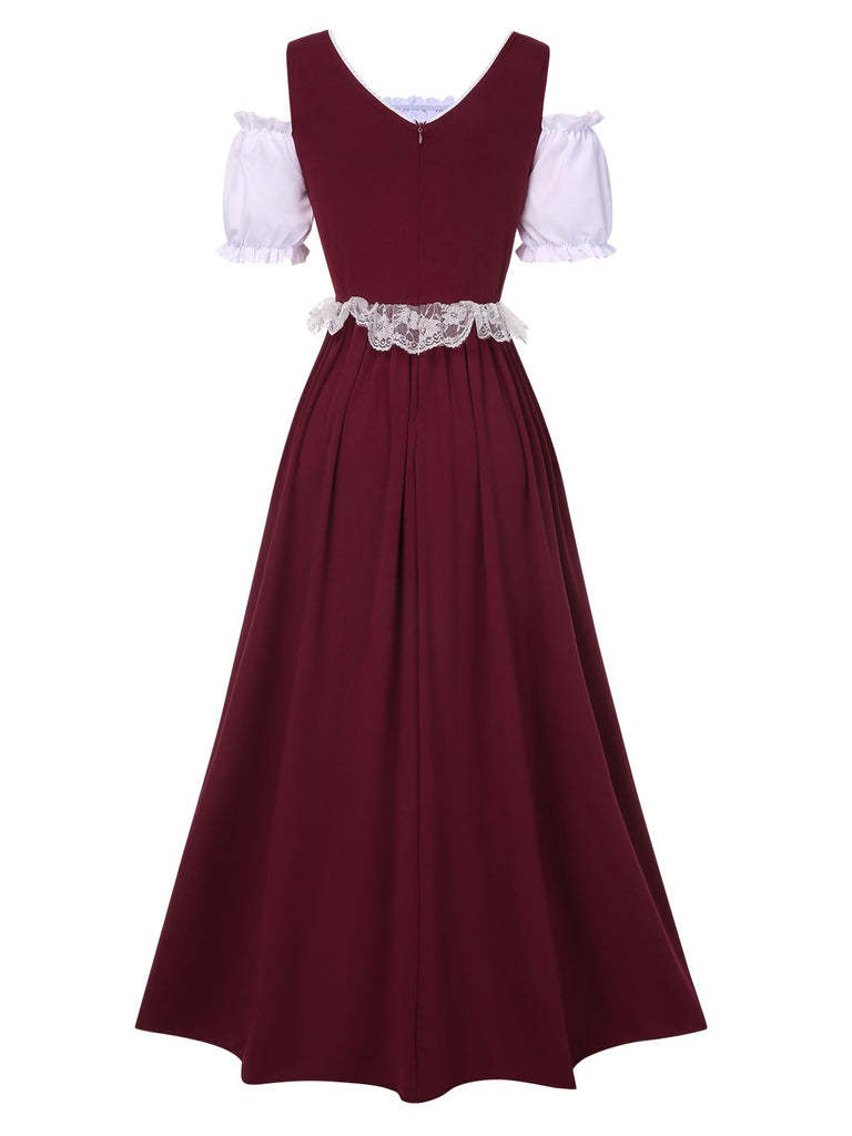 Square-Neck A-Line Princess Dress with Short Sleeves for Halloween Performance