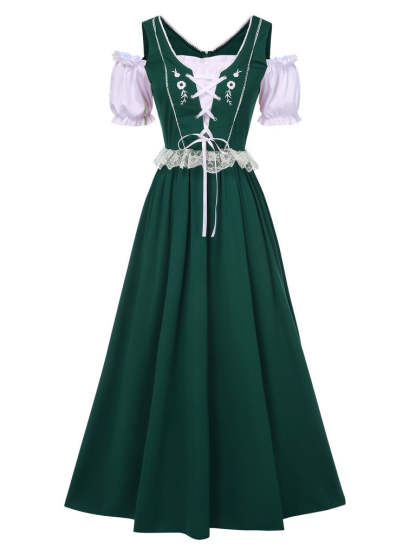 Square-Neck A-Line Princess Dress with Short Sleeves for Halloween Performance