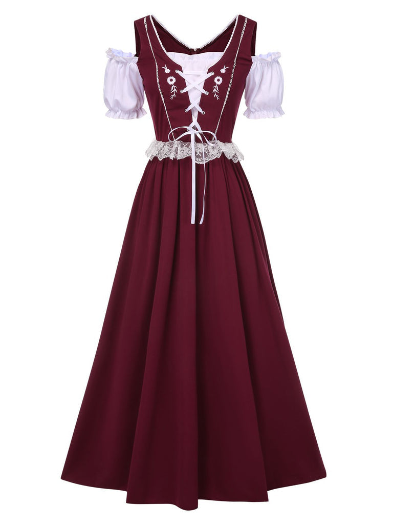 Square-Neck A-Line Princess Dress with Short Sleeves for Halloween Performance