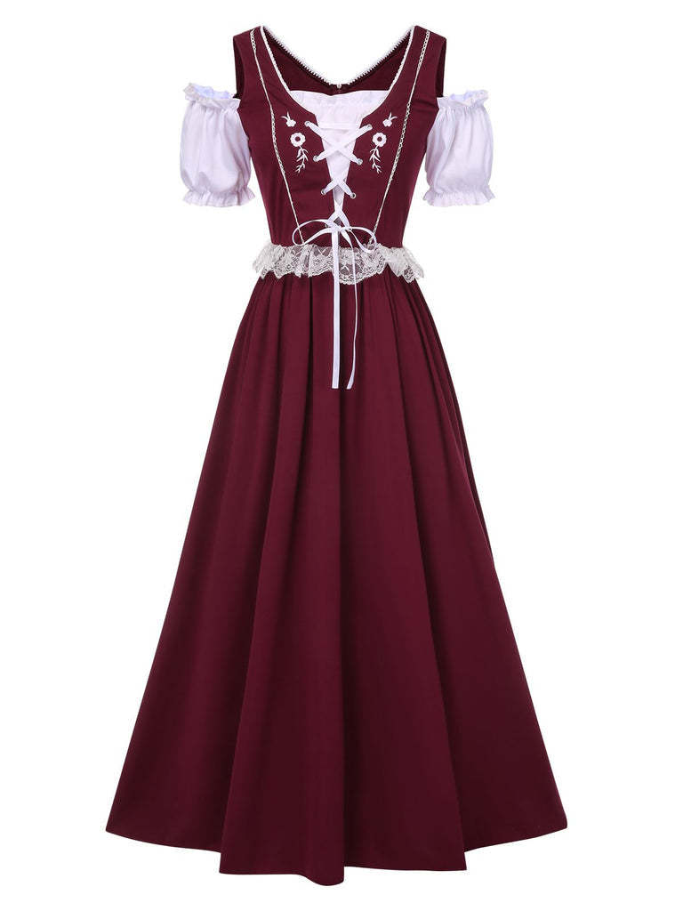 Square-Neck A-Line Princess Dress with Short Sleeves for Halloween Performance