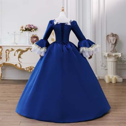 Maria Antonietta Rococo Victorian Renaissance Vacation Dress with Square Neck and Long Sleeves