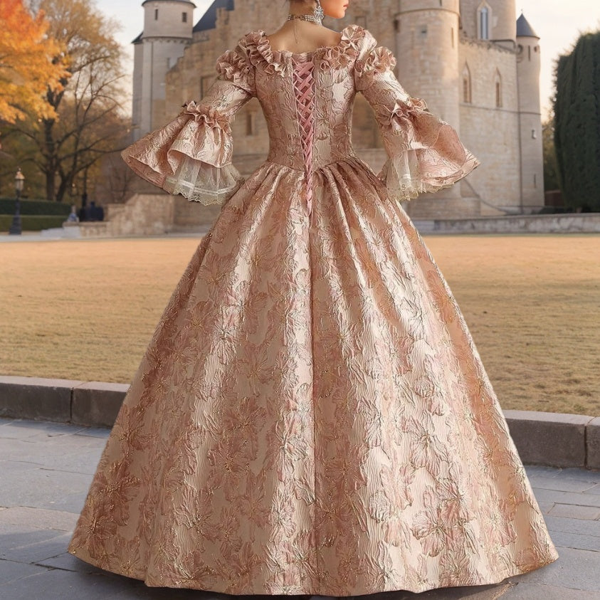 Victorian Rococo Princess Ball Gown with Square Neck and Long Sleeves for Prom Quinceanera or Masquerade-BMbridal.UK