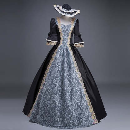 Sweetheart Neck Ball Gown with Half Sleeves for Victorian Rococo Masquerade or Quinceanera