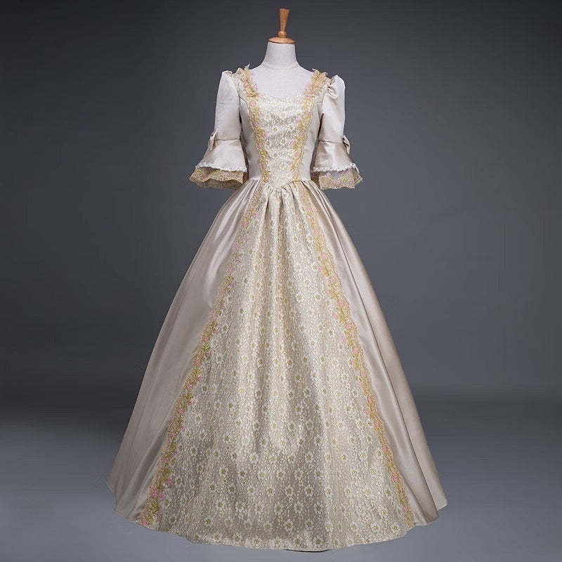 Sweetheart Neck Ball Gown with Half Sleeves for Victorian Rococo Masquerade or Quinceanera