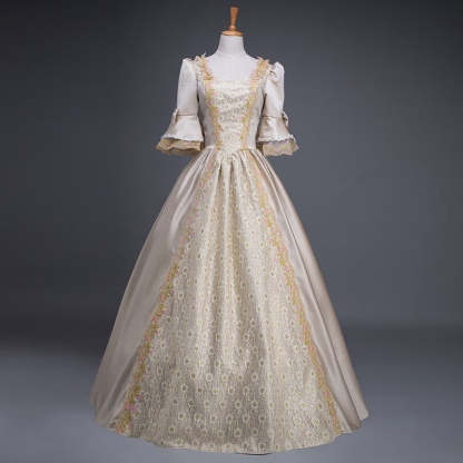 Sweetheart Neck Ball Gown with Half Sleeves for Victorian Rococo Masquerade or Quinceanera