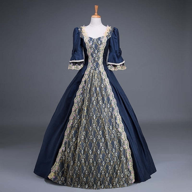 Sweetheart Neck Ball Gown with Half Sleeves for Victorian Rococo Masquerade or Quinceanera