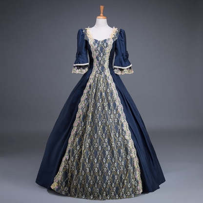 Sweetheart Neck Ball Gown with Half Sleeves for Victorian Rococo Masquerade or Quinceanera