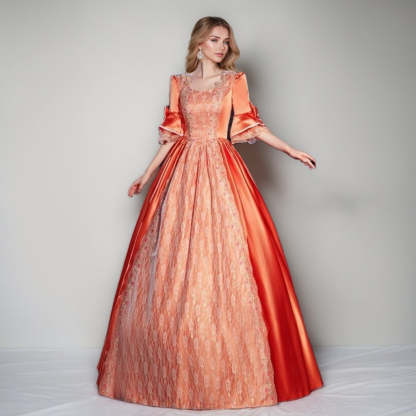 Sweetheart Neck Ball Gown with Half Sleeves for Victorian Rococo Masquerade or Quinceanera