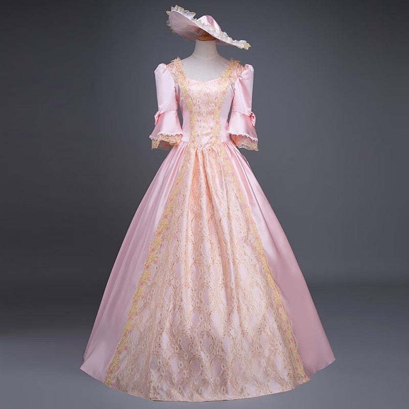 Sweetheart Neck Ball Gown with Half Sleeves for Victorian Rococo Masquerade or Quinceanera