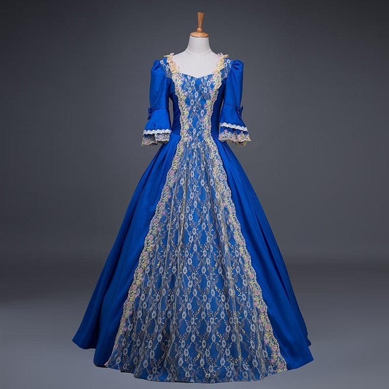 Sweetheart Neck Ball Gown with Half Sleeves for Victorian Rococo Masquerade or Quinceanera