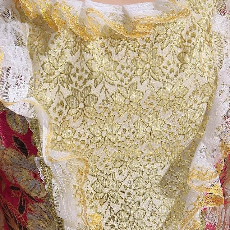 Victorian Rococo Prom Dress with Square Neck and 3/4 Sleeves