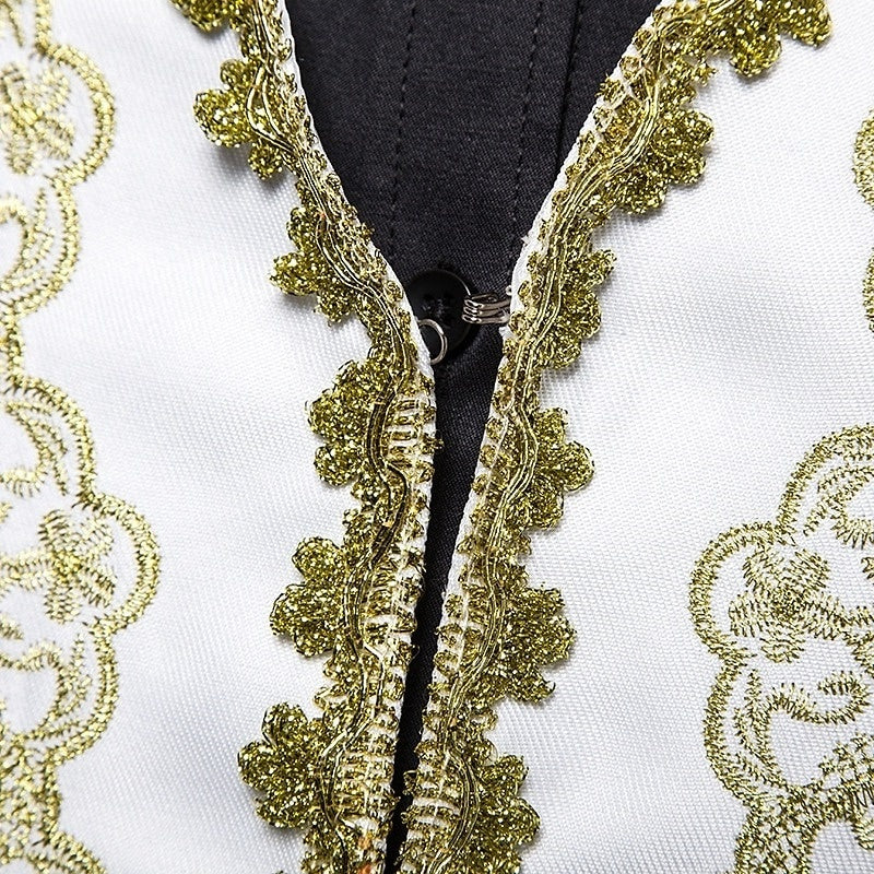 Retro Victorian Prince Waistcoat with Rococo Embroidery for Men's Masquerade