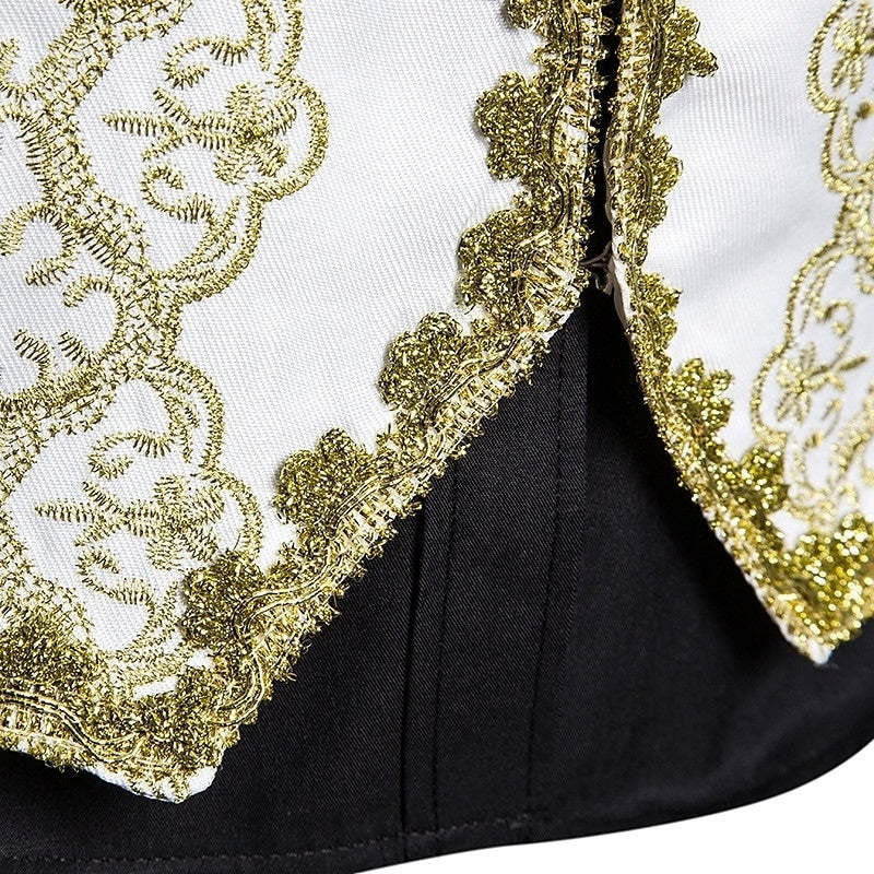 Retro Victorian Prince Waistcoat with Rococo Embroidery for Men's Masquerade