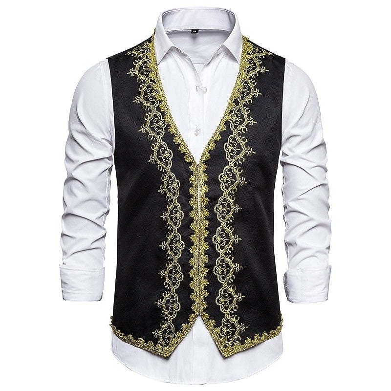 Retro Victorian Prince Waistcoat with Rococo Embroidery for Men's Masquerade