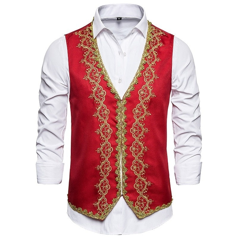 Retro Victorian Prince Waistcoat with Rococo Embroidery for Men's Masquerade