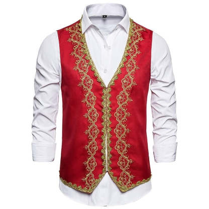 Retro Victorian Prince Waistcoat with Rococo Embroidery for Men's Masquerade