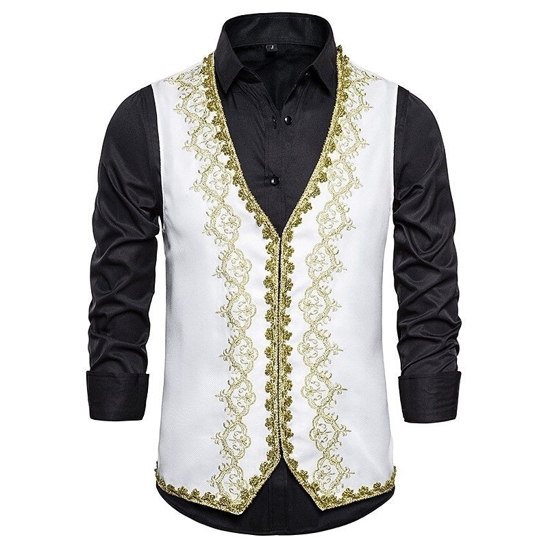Retro Victorian Prince Waistcoat with Rococo Embroidery for Men's Masquerade
