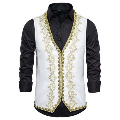 Retro Victorian Prince Waistcoat with Rococo Embroidery for Men's Masquerade