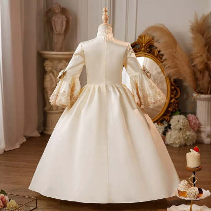 Victorian Princess Ball Gown with Jewel Neck and 3/4 Sleeves for Girls