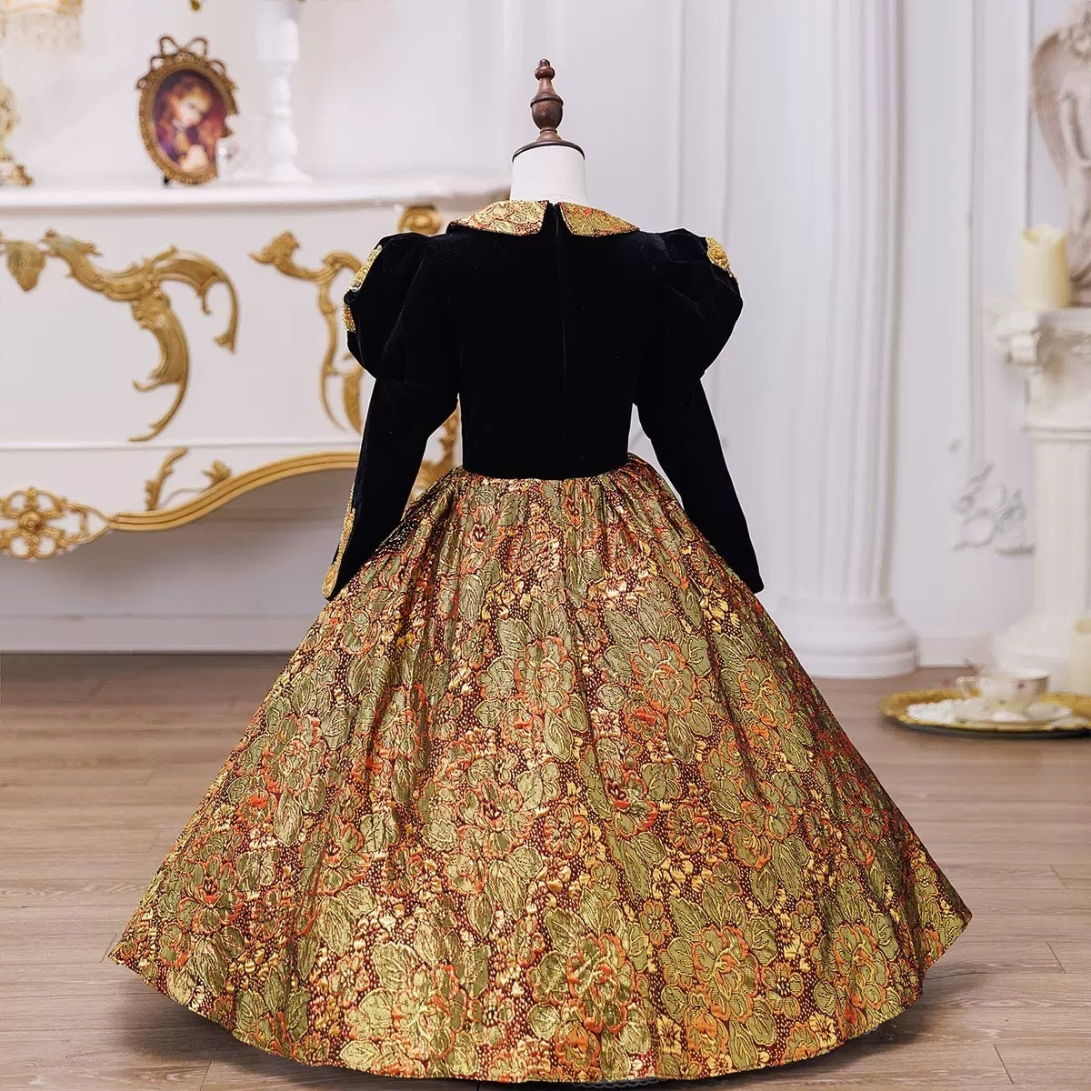 Victorian Princess Ball Gown with 3/4 Sleeves and Sequins for Masquerade or Rococo Party