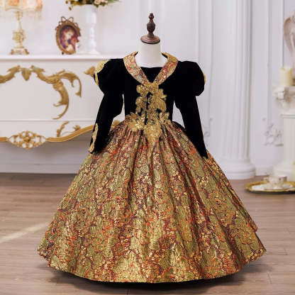 Victorian Princess Ball Gown with 3/4 Sleeves and Sequins for Masquerade or Rococo Party