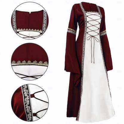 Vintage Medieval Renaissance Carnival Celtic Halloween Ankle-Length Dress for Women