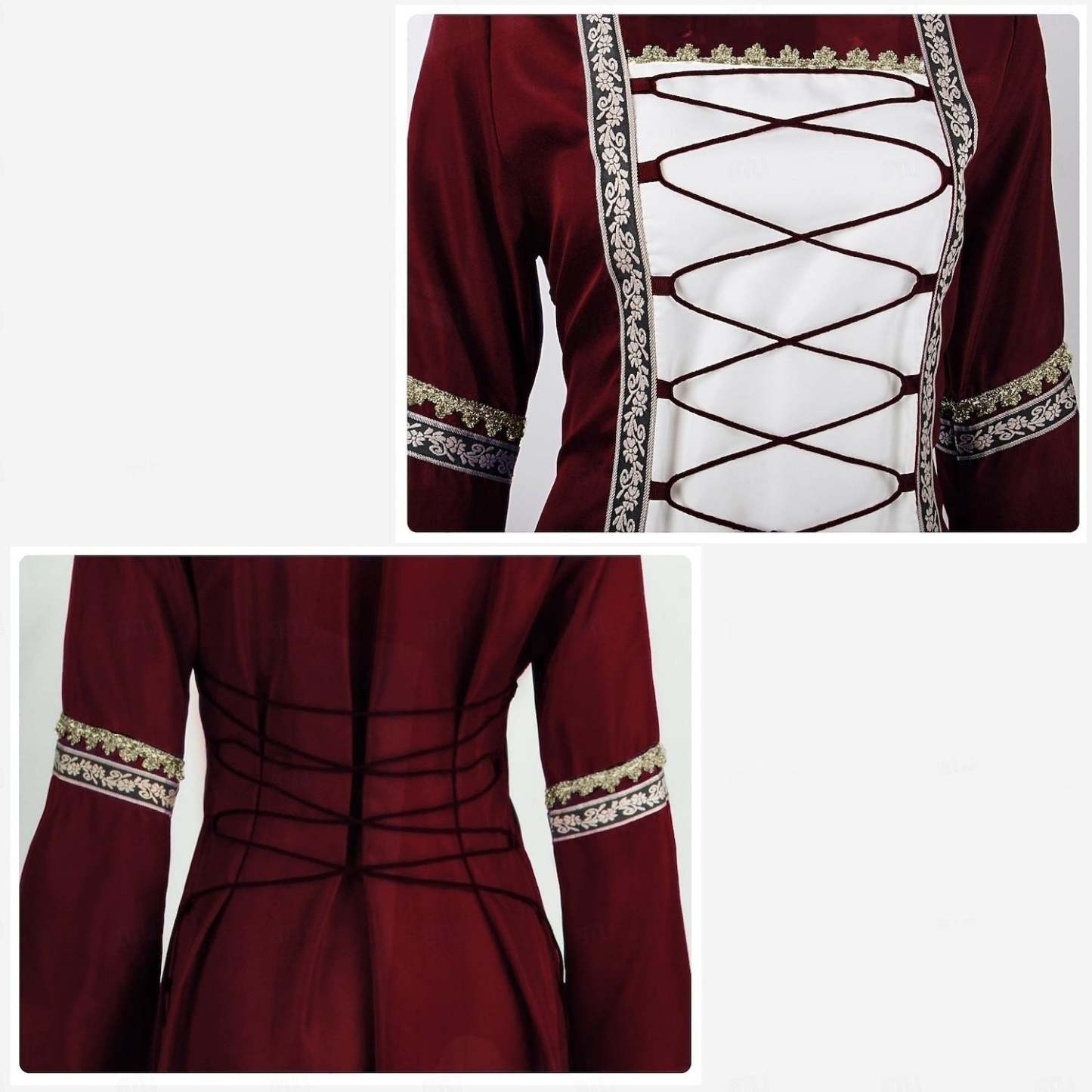 Vintage Medieval Renaissance Carnival Celtic Halloween Ankle-Length Dress for Women