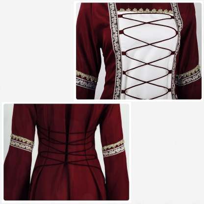 Vintage Medieval Renaissance Carnival Celtic Halloween Ankle-Length Dress for Women