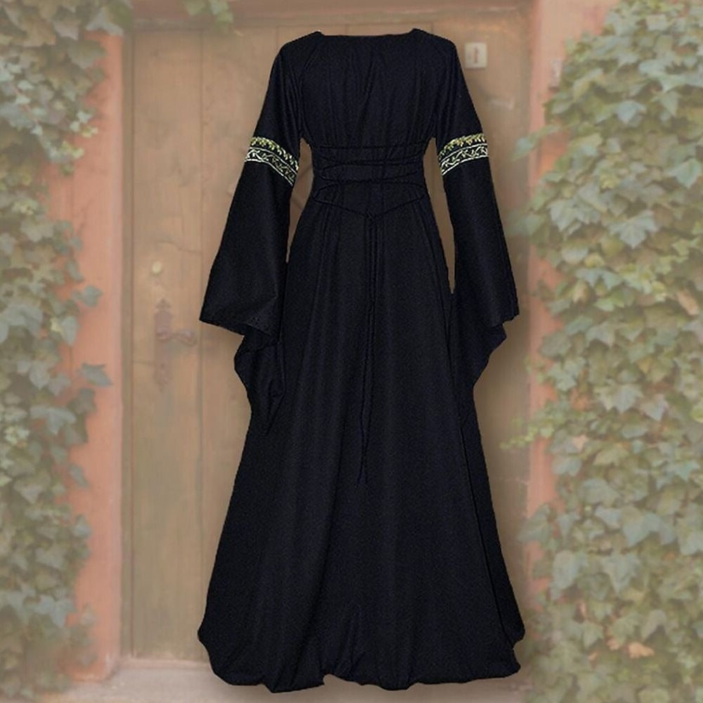 Vintage Medieval Renaissance Carnival Celtic Halloween Ankle-Length Dress for Women
