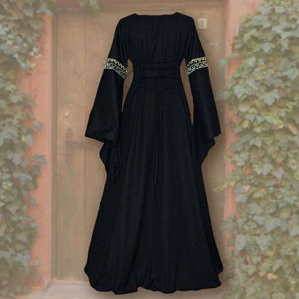 Vintage Medieval Renaissance Carnival Celtic Halloween Ankle-Length Dress for Women