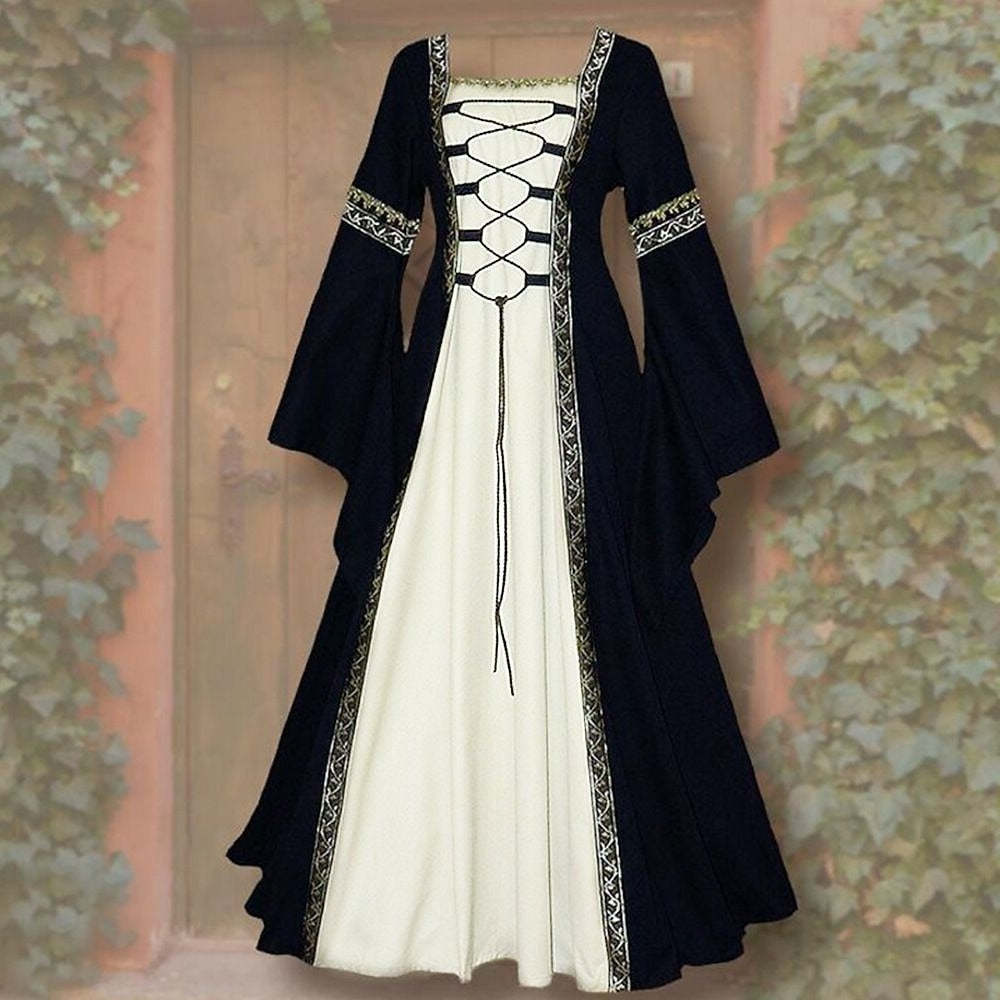 Vintage Medieval Renaissance Carnival Celtic Halloween Ankle-Length Dress for Women