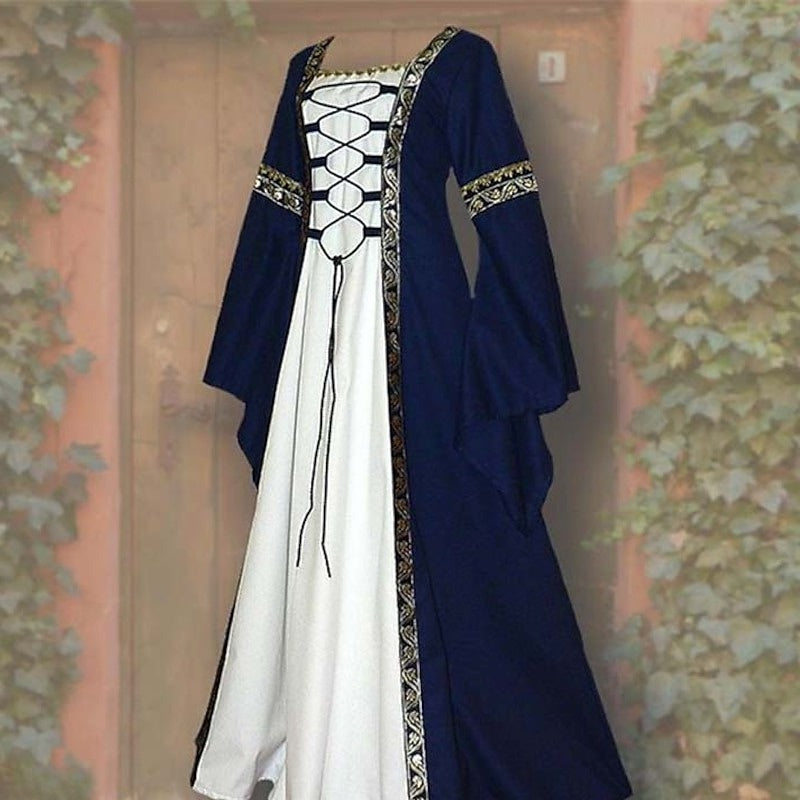 Vintage Medieval Renaissance Carnival Celtic Halloween Ankle-Length Dress for Women