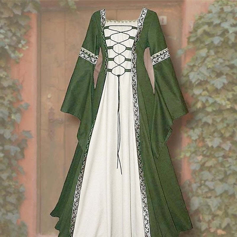 Vintage Medieval Renaissance Carnival Celtic Halloween Ankle-Length Dress for Women