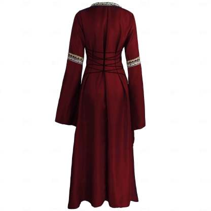 Vintage Medieval Renaissance Carnival Celtic Halloween Ankle-Length Dress for Women